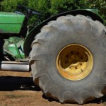 close-up of tractor wheel